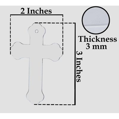 Traceease Cruz 7,6 cm com Furo, Pingentes Transparentes de Acrílico em Branco para Chaveiro, Artesanato DIY, Pacote 25, Espessura 3 mm - OL Transparente