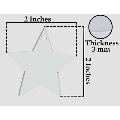 Traceease Pingentes Vazios de Acrílico Transparente em Forma de Estrela 5 cm com Furo para Chaveiro e Artesanato, 3 mm, Pacote com 25 - FG Transparente