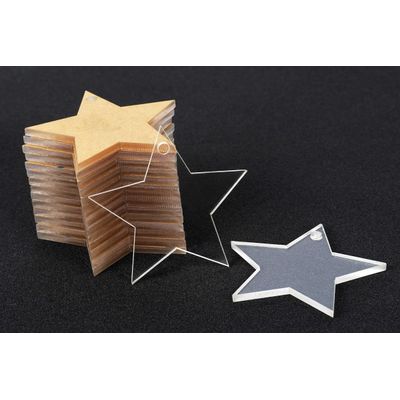Traceease Pingentes Vazios de Acrílico Transparente em Forma de Estrela 5 cm com Furo para Chaveiro e Artesanato, 3 mm, Pacote com 25 - FG Transparente
