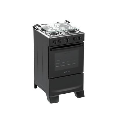 Fogão 4 Bocas Atlas Coliseum Plus Mesa De Inox A Gás Manual Preto
