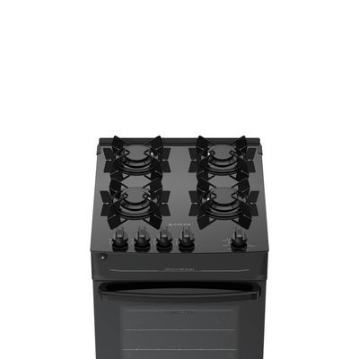 Fogão 4 Bocas Atlas Mônaco Top Glass Mesa De Vidro Preto Bivolt