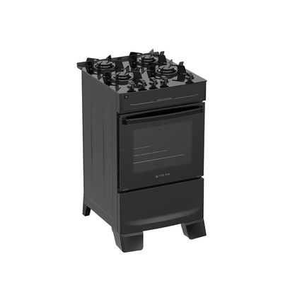 Fogão 4 Bocas Atlas Mônaco Top Glass Mesa De Vidro Preto Bivolt