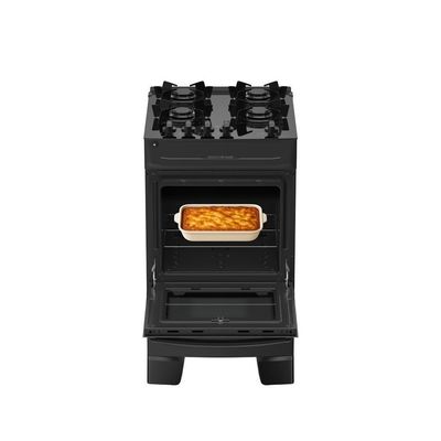 Fogão 4 Bocas Atlas Mônaco Top Glass Mesa De Vidro Preto Bivolt