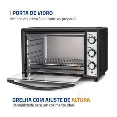 Forno Elétrico 52L Family Grill Inox Mondial Preto/inox 1800W FRN-52-BI 110V