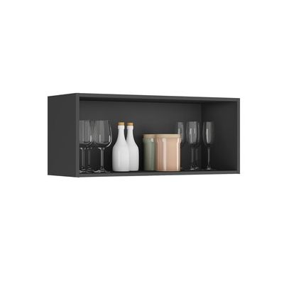 Armário Aéreo De Cozinha Itatiaia Lumina 80cm Em Madeira Grafite-fendi