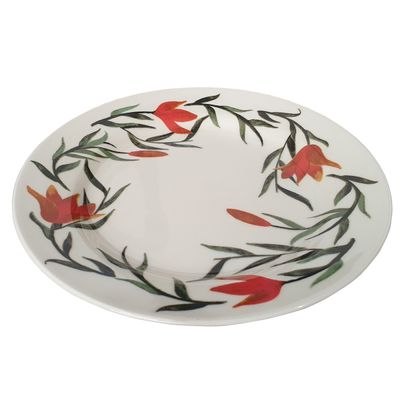 Prato Raso de Cerâmica Donna Lírios 24cm 6 Unidades - Biona 5410