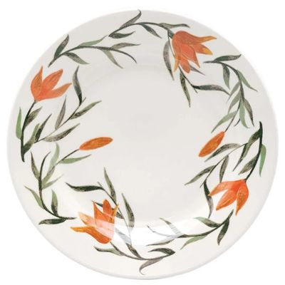 Prato Raso de Cerâmica Donna Lírios 24cm 6 Unidades - Biona 5410