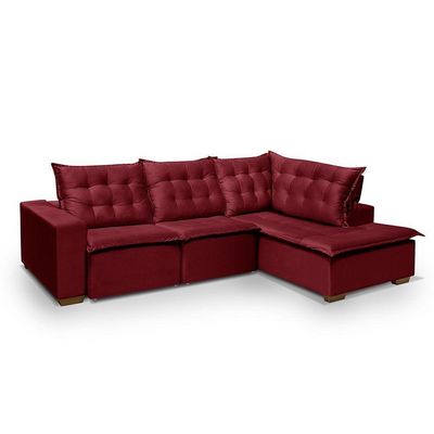 Sofá De Canto 5 Lugares 270cm Retrátil E Reclinável Vermelho