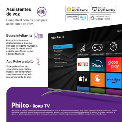 Smart TV 50" Philco QLED UHD Roku P50CRA Bivolt