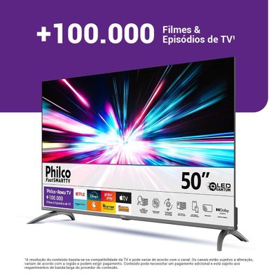 Smart TV 50" Philco QLED UHD Roku P50CRA Bivolt