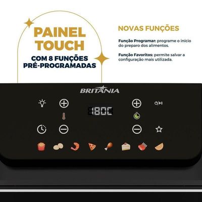 Air Fryer Oven Britânia 11L 8 Funções 1800W BAF11A 110V
