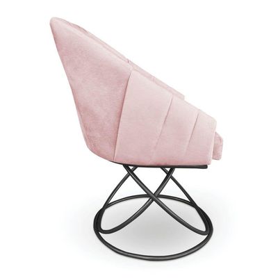 Kit 6 Poltronas Luxo Alana Suede Base Luxo Preto - Pallazio Cor Rosa Bebê