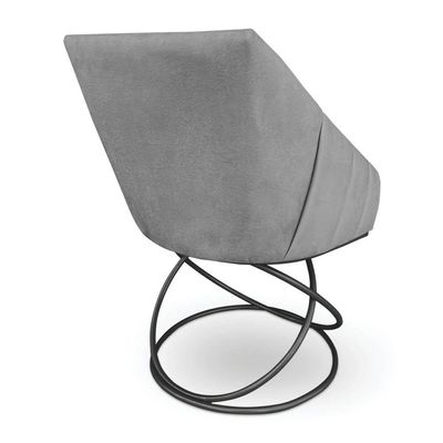 Kit 4 Poltronas Luxo Alana Veludo Base Luxo Preto - Pallazio Cor Grafite
