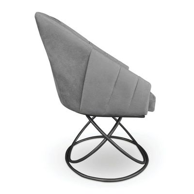 Kit 4 Poltronas Luxo Alana Veludo Base Luxo Preto - Pallazio Cor Grafite