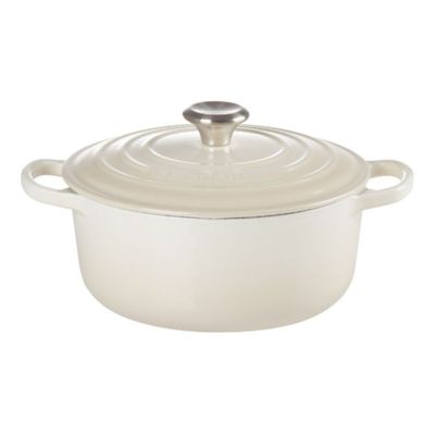 KIT LE CREUSET 2 PANELAS REDONDAS 20 E 24CM GRELHA QUADRADA 26CM EM FERRO ESMALTADO MERINGUE