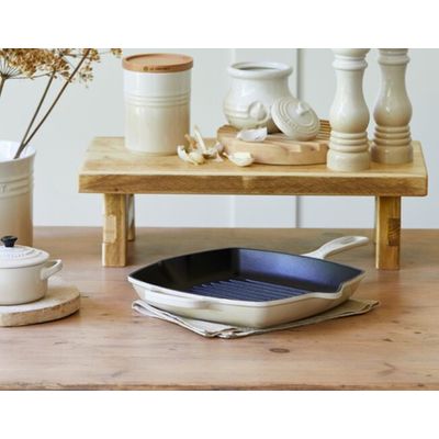 KIT LE CREUSET 2 PANELAS REDONDAS 20 E 24CM GRELHA QUADRADA 26CM EM FERRO ESMALTADO MERINGUE