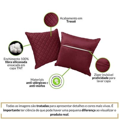 Almofada Tressê 40x40cm Veludo Marsala - Nexta Casa