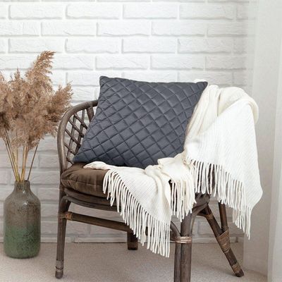 Almofada Tressê 50x50cm Veludo Cinza - Nexta Casa