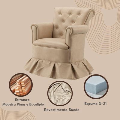 Poltrona Amamentação Quarto Bebê Confortável Descanso Sala Leitura Suede Marrom