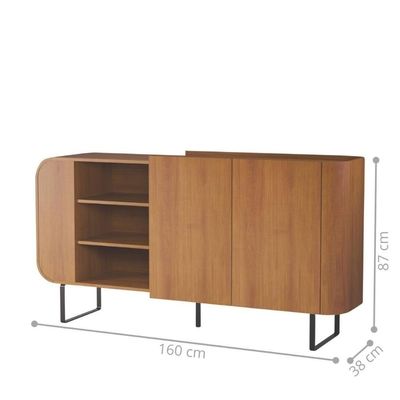 Balcão Buffet Aparador 2 Portas E Nichos Design Industrial Nature