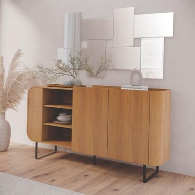 Balcão Buffet Aparador 2 Portas E Nichos Design Industrial Nature
