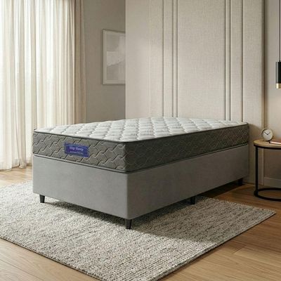 Cama Box Colchão Solteiro Ortopédico Espuma D33 Hiper 88x188x57cm Cinza