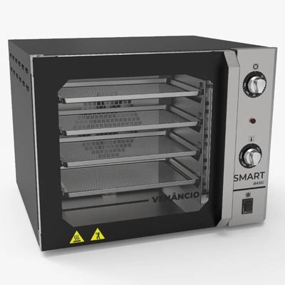 Forno Convector Venâncio Smart Basic 4 Esteiras Com Corpo Preto E Painel Inox 127v Fcsb4eprin