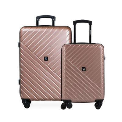 Conjunto de Malas ABS 4 Rodas Detroit Rosé P e M