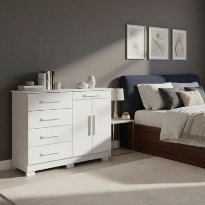 Cômoda 5 Gavetas Com Sapateira 2 Portas Branco