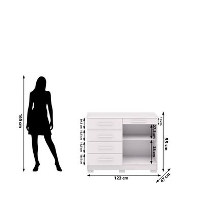 Cômoda 5 Gavetas Com Sapateira 2 Portas Branco