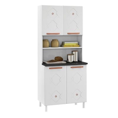 Paneleiro Armário De Cozinha Aço 80cm Com 4 Portas Multimóveis Cr20529 Branco