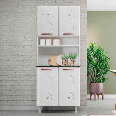 Paneleiro Armário De Cozinha Aço 80cm Com 4 Portas Multimóveis Cr20529 Branco