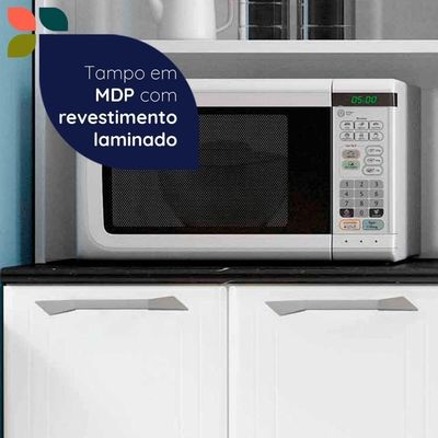 Armário De Cozinha Modulada Compacta De Aço 245cm 3 Peças Multimóveis Cr20527 Branco