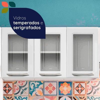 Armário De Cozinha Modulada Compacta De Aço 245cm 3 Peças Multimóveis Cr20527 Branco