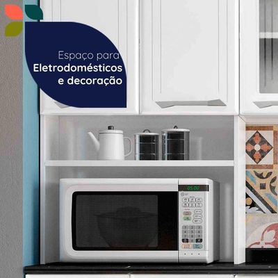 Armário De Cozinha Modulada Compacta De Aço 245cm 3 Peças Multimóveis Cr20527 Branco