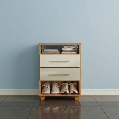 Mini Cômoda Com Gavetas E 2 Nichos Multiuso Cedro Areia