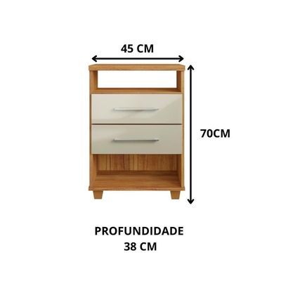Mini Cômoda Com Gavetas E 2 Nichos Multiuso Cedro Areia