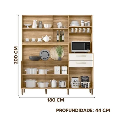Cozinha Completa Armário De Grande 5 Portas 3 Gavetas - Freijo/off White Cristal Freijo/off White Cristal