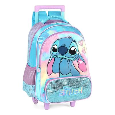 Mochila Escolar Infantil Stitch Costas + Rodinhas Luxcel