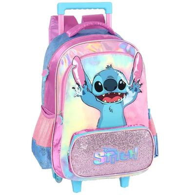 Mochila Escolar Infantil Stitch Costas +Rodinhas Roxo Luxcel