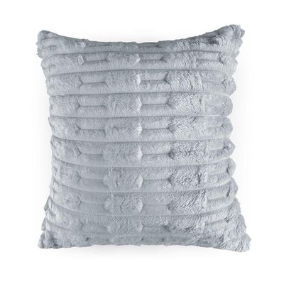Kit 2 Capas De Almofada Polar Manta Ultrasoft Com Ziper Decorativa Sofá Sala Quarto Cinza Platina - 100% Poliéster