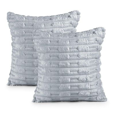 Kit 2 Capas De Almofada Polar Manta Ultrasoft Com Ziper Decorativa Sofá Sala Quarto Cinza Platina - 100% Poliéster