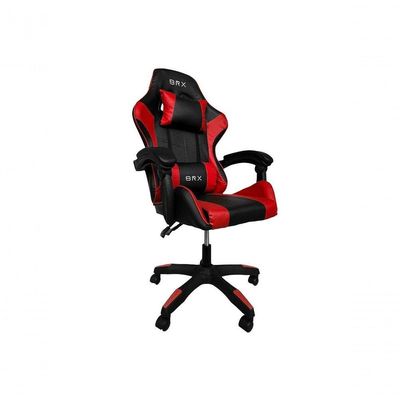 Cadeira Gamer Impact Red em Tecido com Encosto Reclinável, Apoio de Braços Ajustável e Almofadas