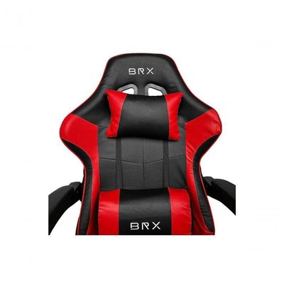 Cadeira Gamer Impact Red em Tecido com Encosto Reclinável, Apoio de Braços Ajustável e Almofadas