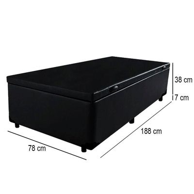 Cama Box Baú Solteiro Sintético Mega Cama Preto 88x188x45cm