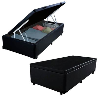 Cama Box Baú Solteiro Sintético Mega Cama Preto 88x188x45cm