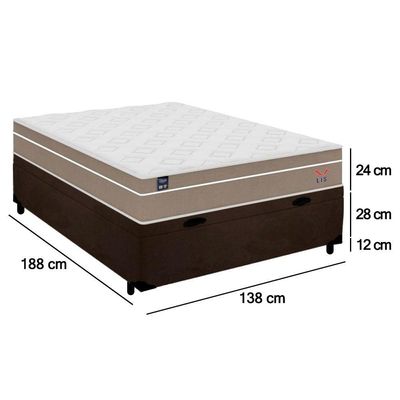 Cama Box Baú Casal Suede + Colchão Lis Molas Ensacadas Plumatex 138x188x64cm Cor:marrom