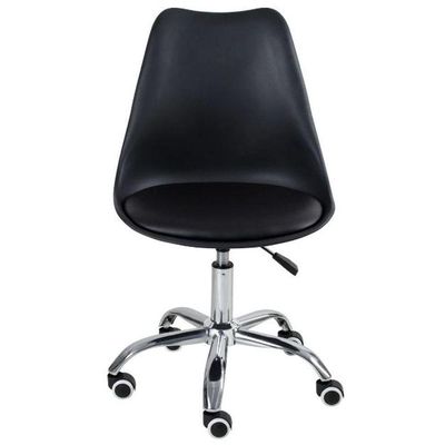 Cadeira Com Rodízios Tulipa Leda Office Escritório Preto