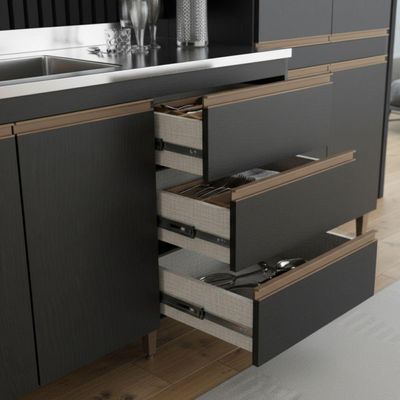 Armário De Cozinha Compacta Modulada 3 Peças Milão Menu Móveis Preto