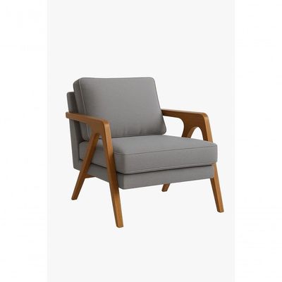 Kit 2 Poltronas Mona Luxo Madeira Maciça Veludo Cinza Para Sala De Estar Decorativa Moderna